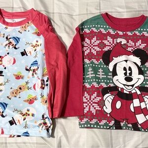 Lush Toddler Holiday Tee with Red Trim and Multi-Color Print